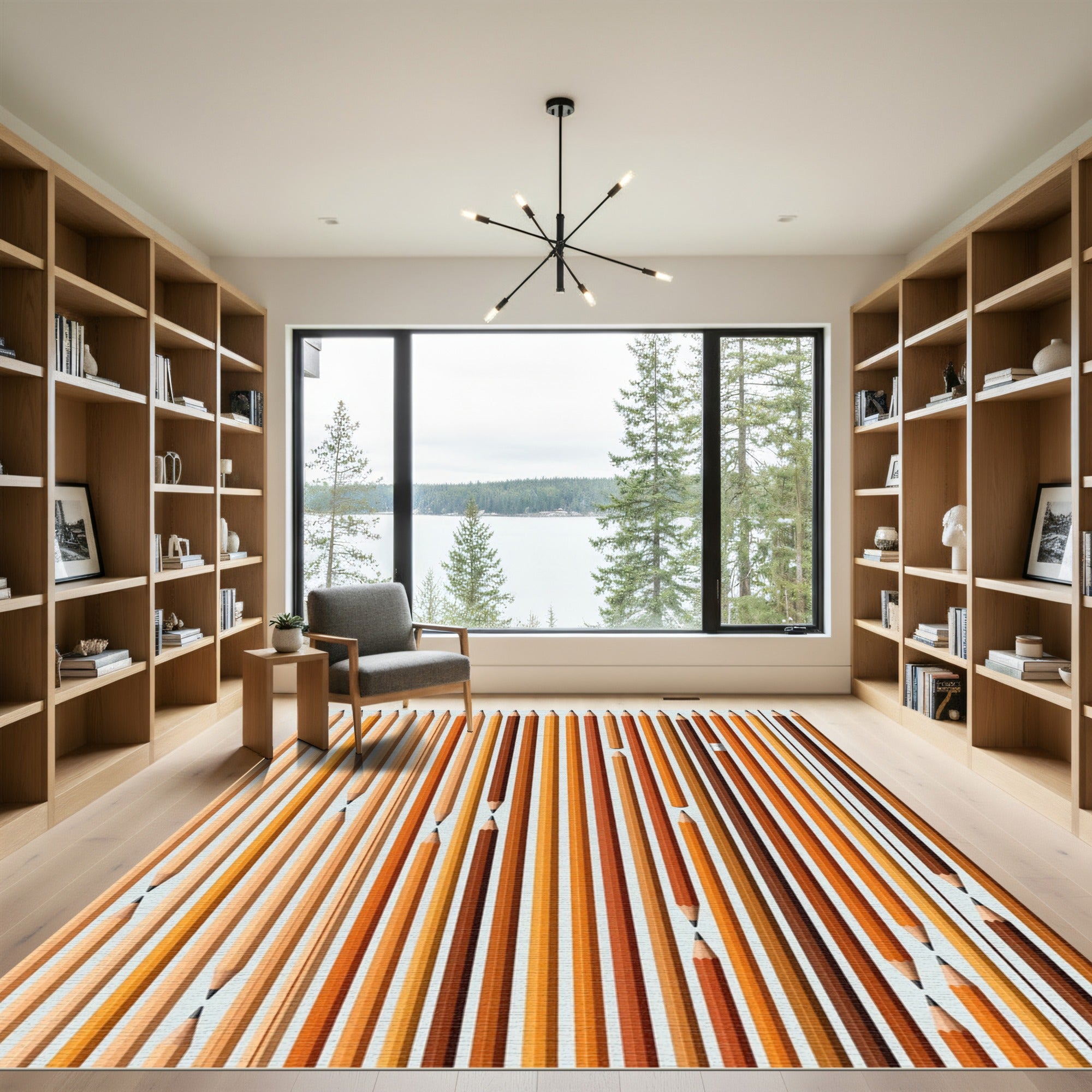 Gradient Pencils Abstract Vertical Arrangement Rug