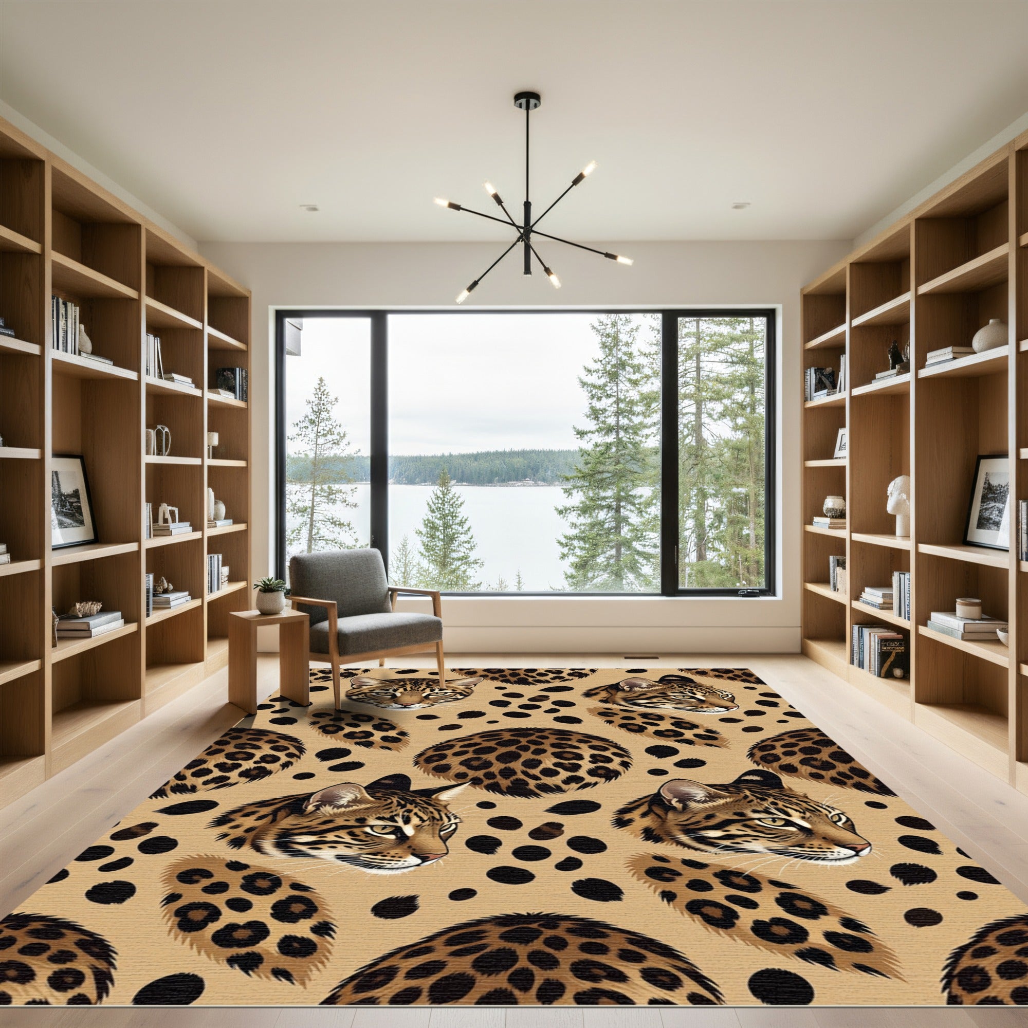 Majestic Leopard Spots Animal Print Rug