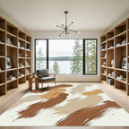 Abstract Earthy Tone Brush Stroke Rug