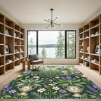 Lavender Rosemary Botanical Garden Butterflies Rug