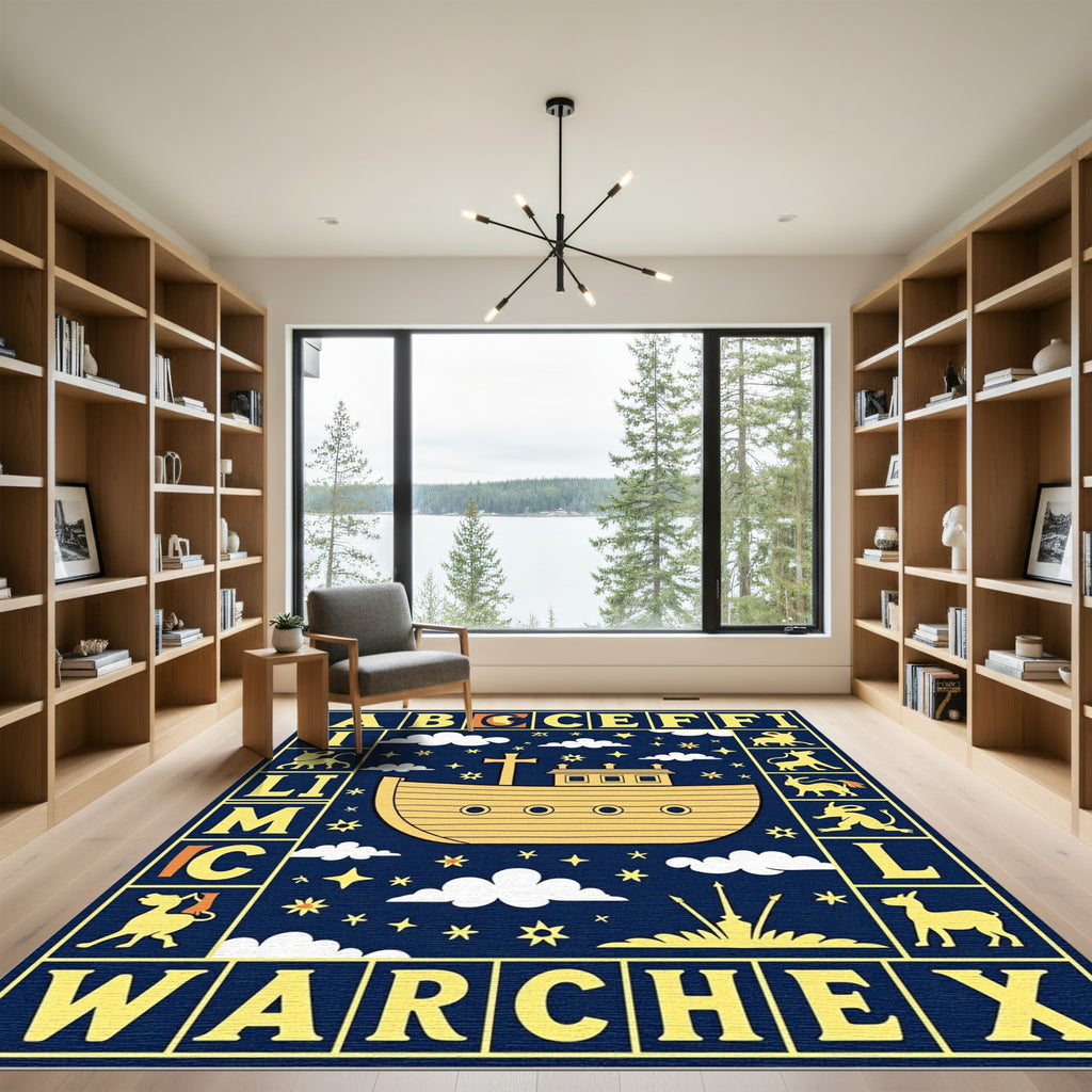 Golden Ship Noah's Ark Alphabet Scene Rug