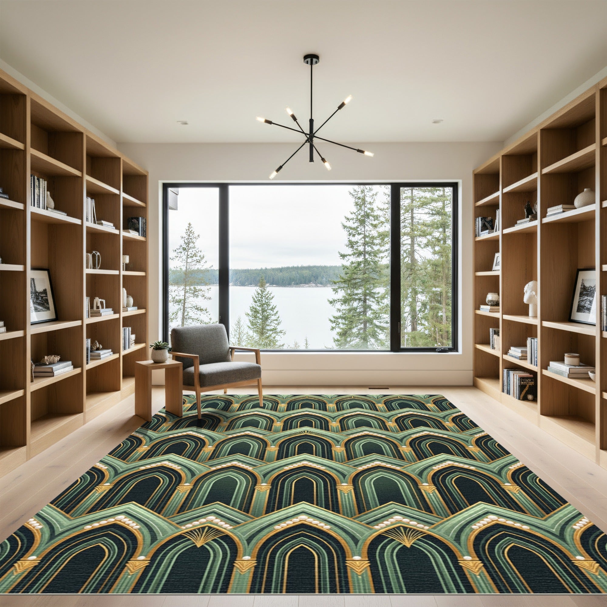 Emerald Green Art Deco Archway Rug