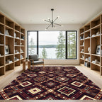 Dark Crimson Geometric Diamond Weave Rug