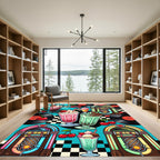 Retro Diner Vinyl Record Milkshake Mosaic Rug