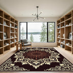 Dark Brown Victorian Floral Medallion Rug