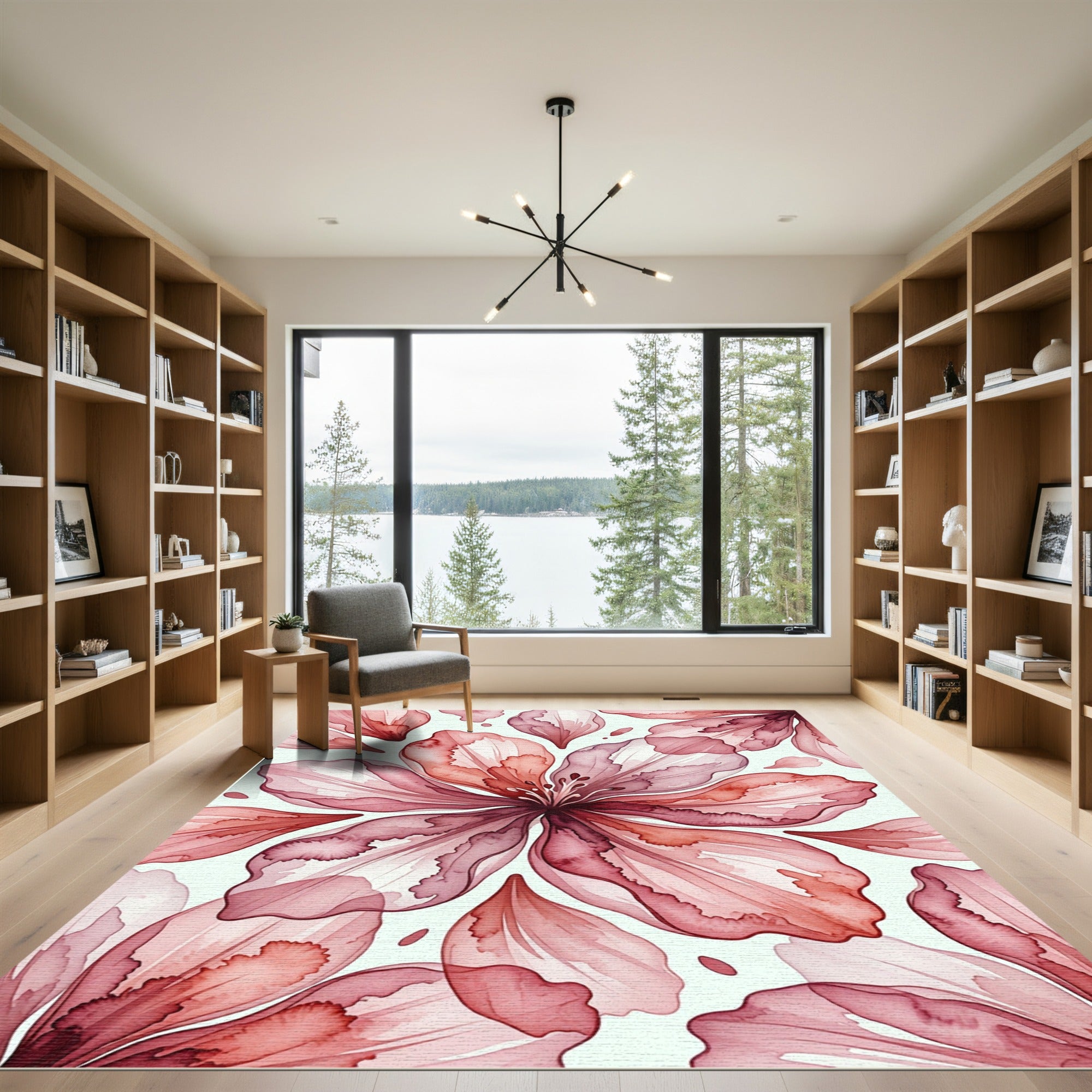 Ethereal Watercolor Pink Floral Bloom Rug
