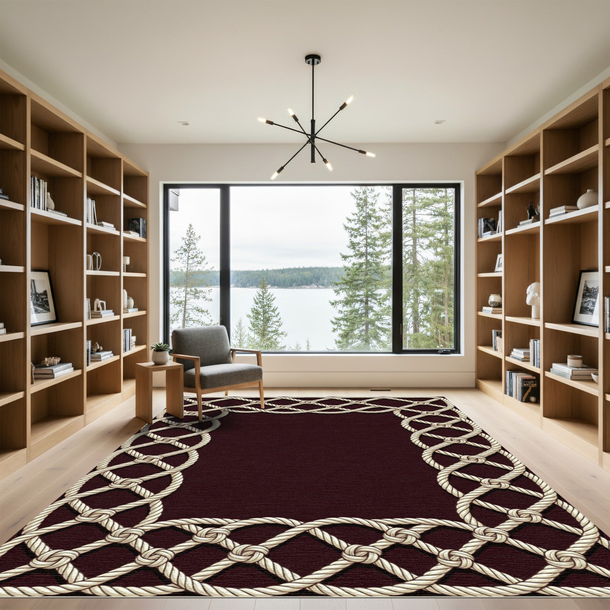 Nautical Rope Lattice Border Design Rug