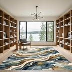 Abstract Stormy Ocean Wave Swirl Rug