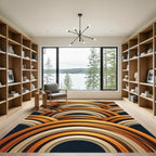 Golden Mid-Century Modern Abstract Arch Rug