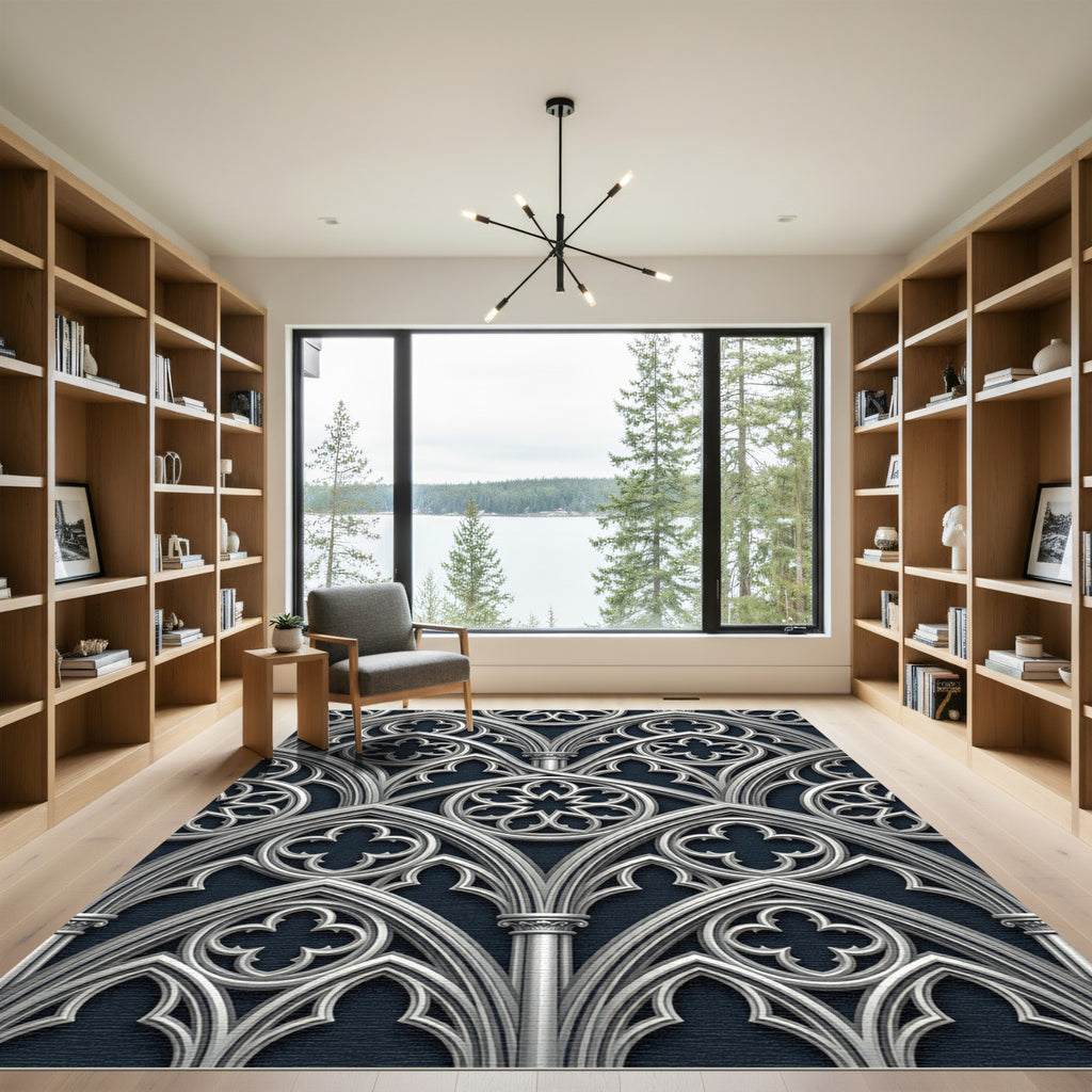 Silver Gothic Arch Window Rug
