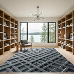 Modern Silver Intersecting Grid Lattice Rug