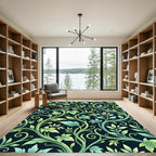 Lush Emerald Ivy Serpentine Vine Art Rug