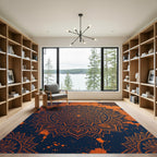 Orange Mandala Splatter Art Rug