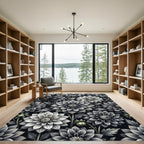 Monochromatic Dahlia Garden Botanical Rug