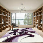 Deep Plum Abstract Brush Strokes Rug