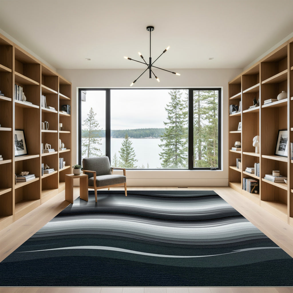 Monochromatic Abstract Wavy Layered Flow Rug