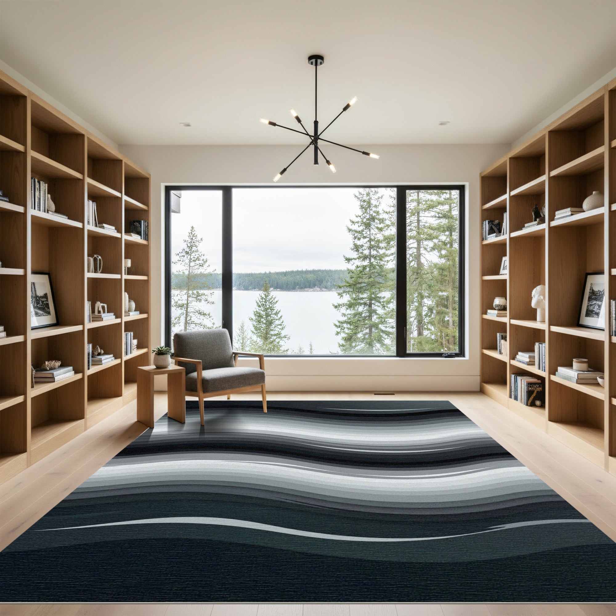 Monochromatic Abstract Wavy Layered Flow Rug