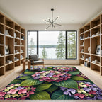 Vibrant Multi-Color Hydrangea Blossom Arrangement Rug