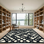 Monochrome Abstract Angular Geometric Grid Rug