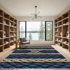 Navy Gold Braided Rope Texture Rug