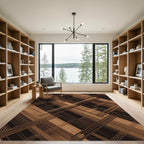 Modern Abstract Copper Geometric Intersecting Lines Rug