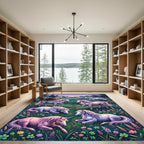 Whimsical Pastel Unicorn Flower Meadow Rug