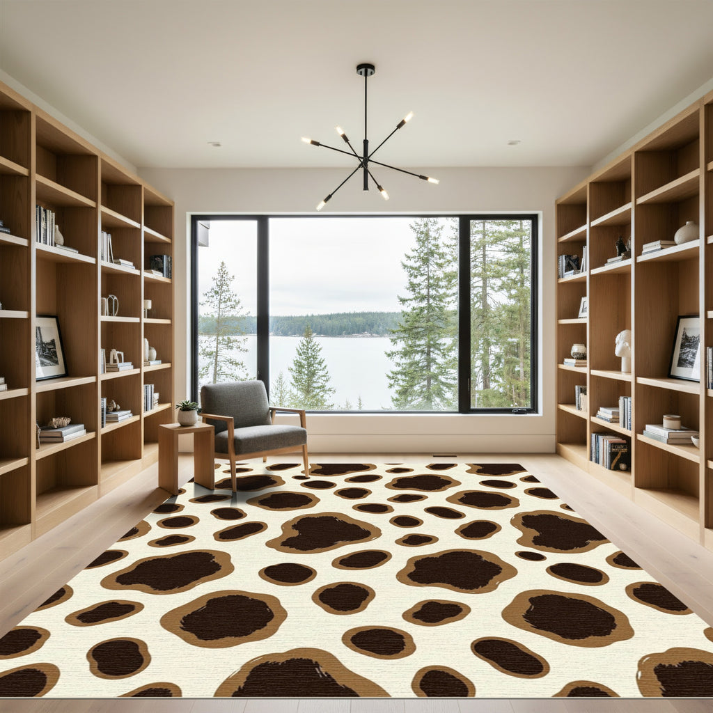 Neutral Brown Spotted Abstract Rug