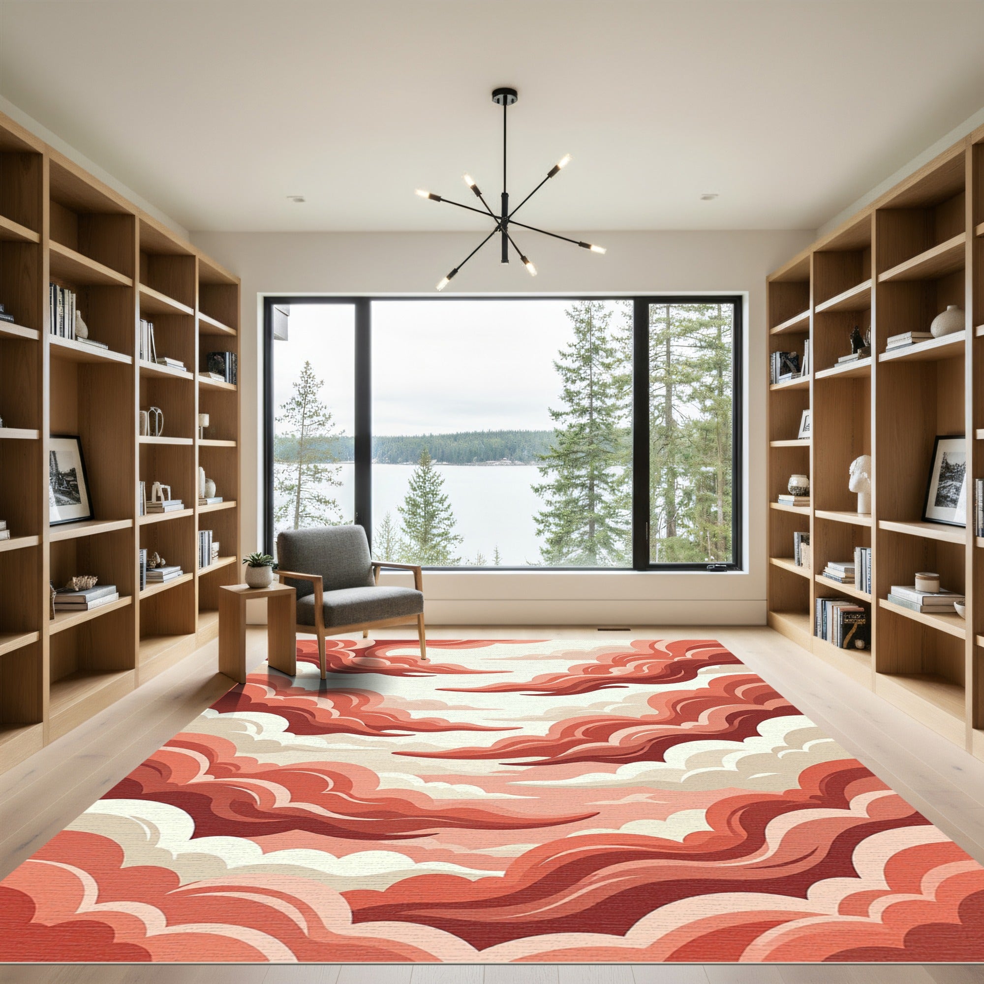 Crimson Clouds Aerial Dreamscape Rug