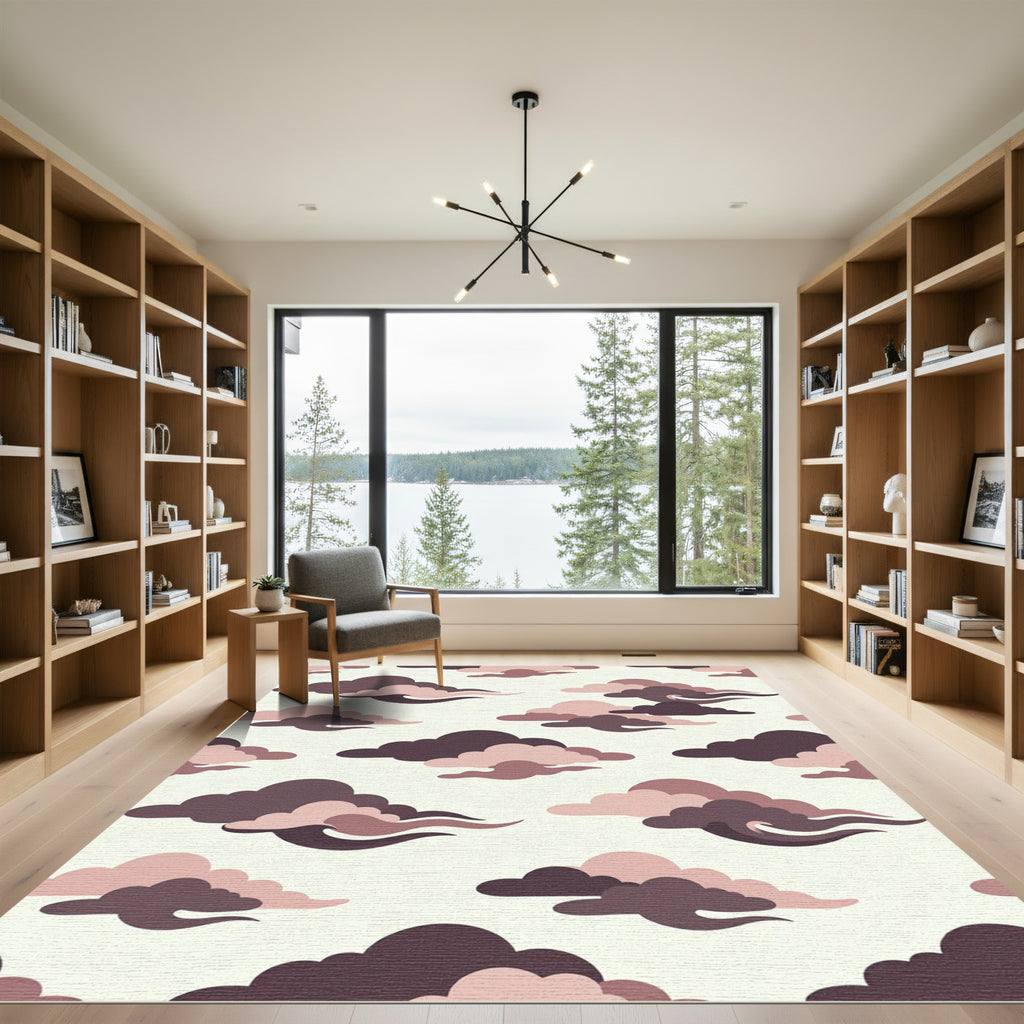 Muted Mauve Japanese Cloud Abstract Rug