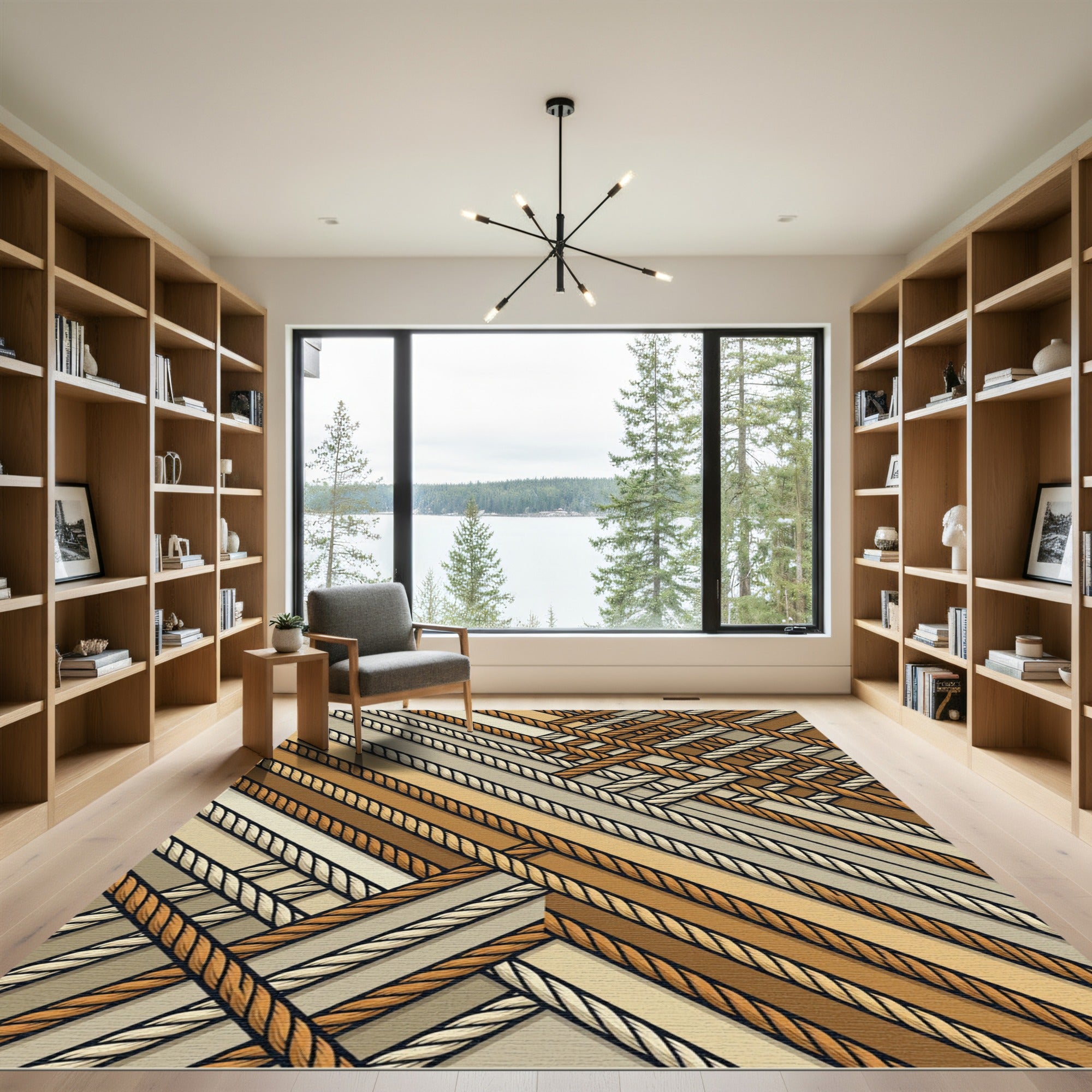 Woven Earth Tones Diagonal Rope Rug