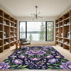 Vibrant Purple Floral Garden Medallion Rug
