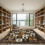 Earthy Terra Cotta Botanical Village Rug