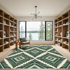Emerald Geometric Aztec Diamond Rug