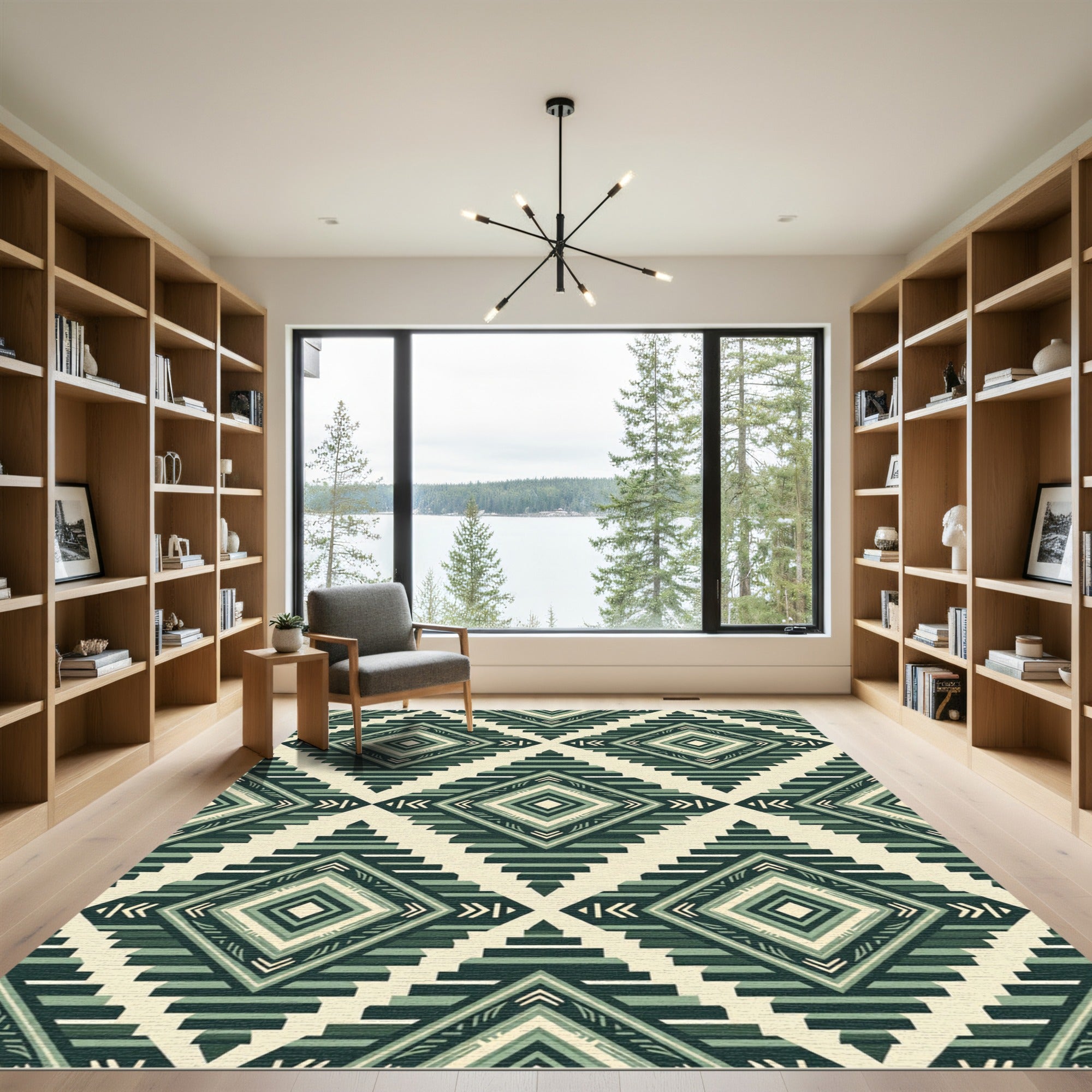 Emerald Geometric Aztec Diamond Rug