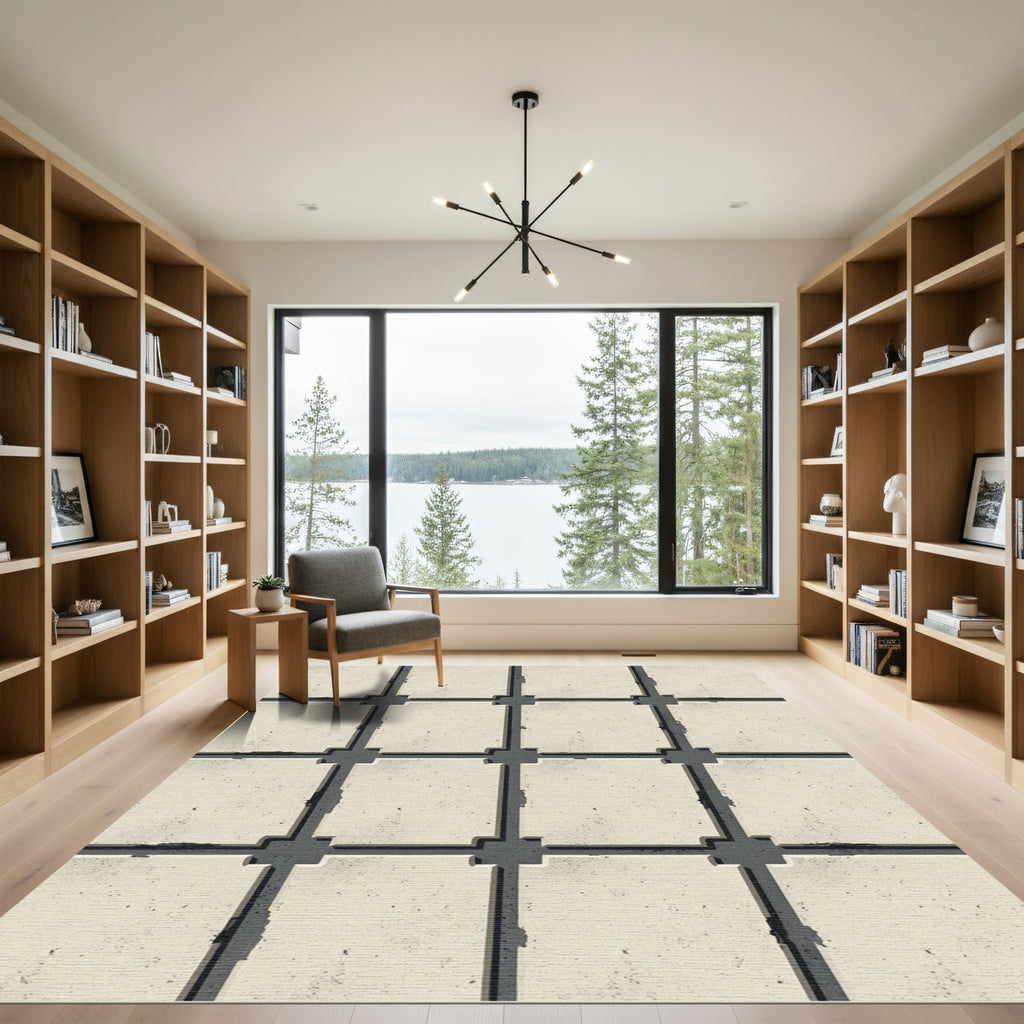 Vintage Sandstone Grid Tile Rug