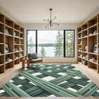 Sage Green Interlocking Woven Lattice Rug