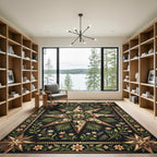Gilded Lotus Botanical Black Starry Meadow Rug