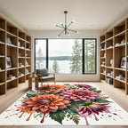 Vibrant Watercolored Dahlia Floral Arrangement Rug