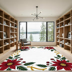 Deep Red Poinsettia Glitter Swirl Rug