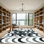 Monochromatic Moon Cycles Repeating Pattern Rug