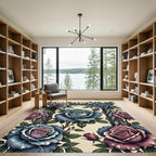 Gothic Blue and Mauve Rose Trellis Rug