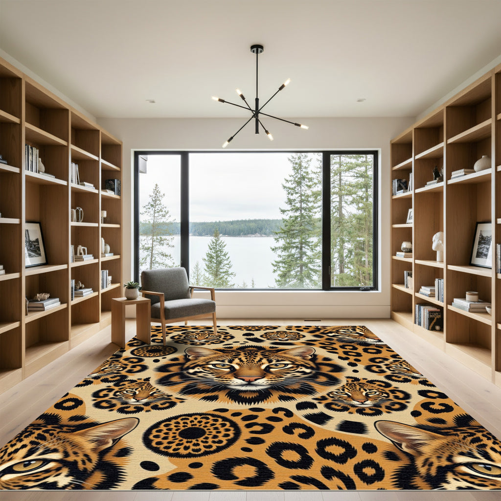 Golden Feline Spots Medallion Rug