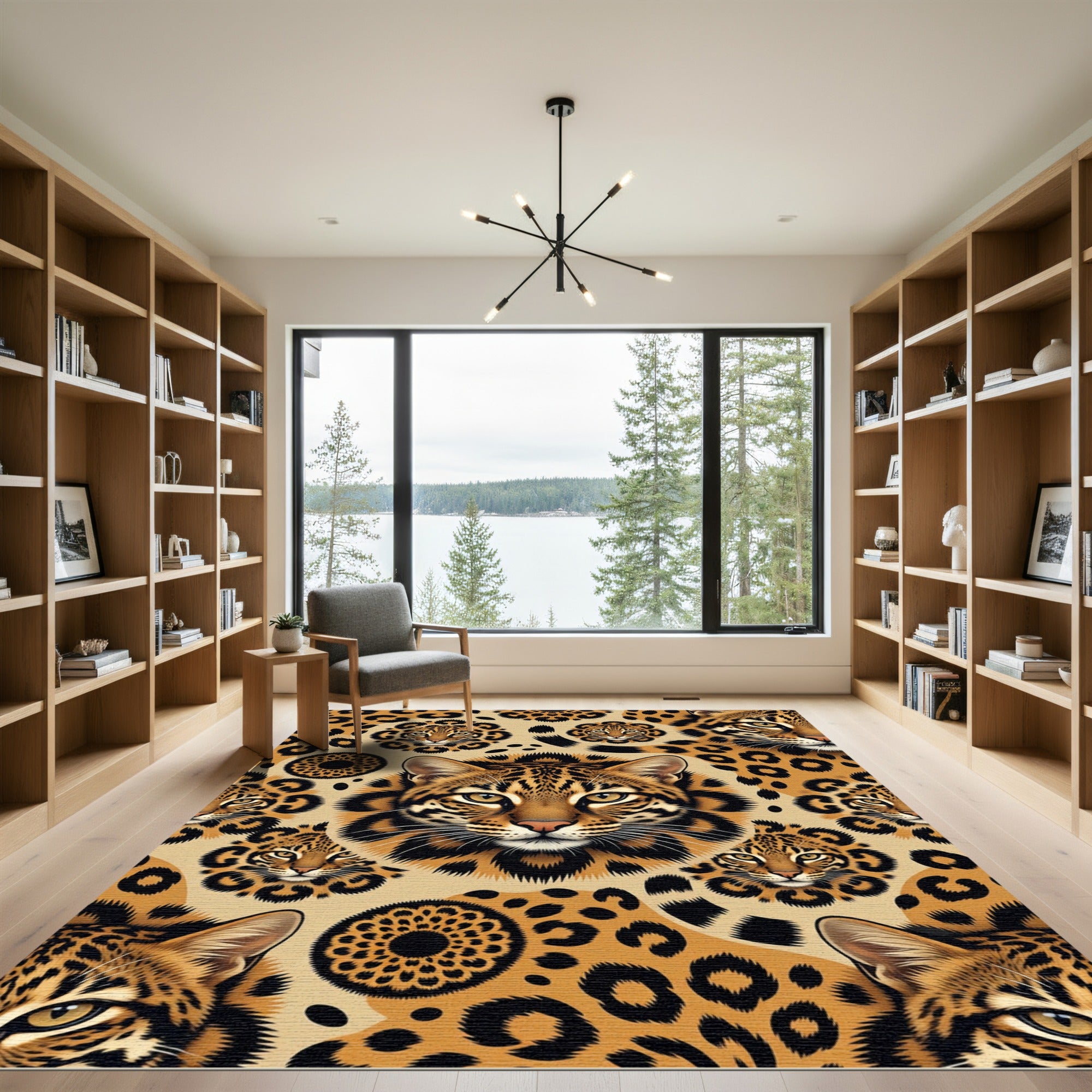 Golden Feline Spots Medallion Rug