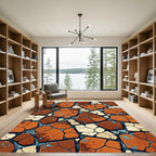 Terracotta Cracked Stone Mosaic Rug