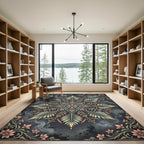 Ethereal Sage and Peach Floral Mandala Rug