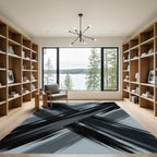 Bold Charcoal Abstract Diagonal Stroke Rug