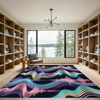 Neon Synthwave Pastel Sonic Soundwave Rug