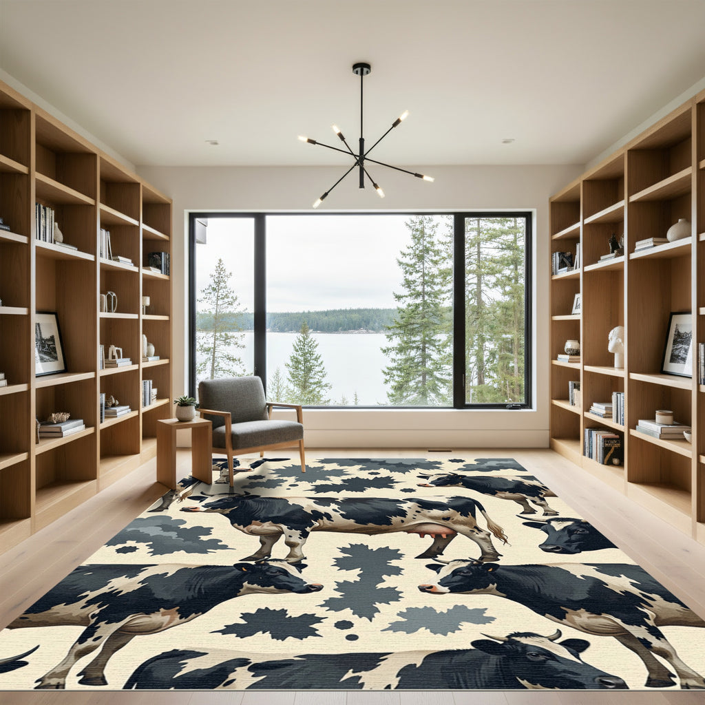 Black and White Farmhouse Cow Rug