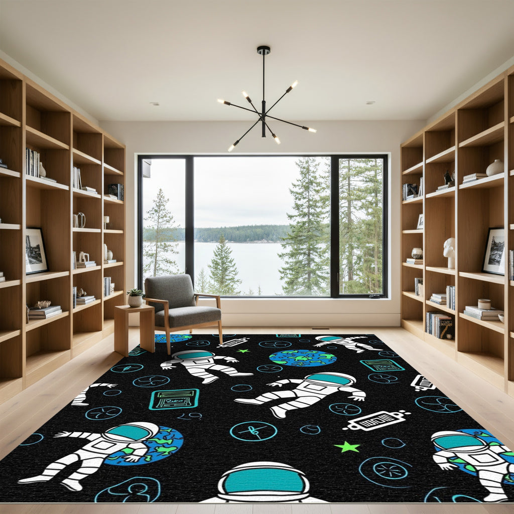 Astronauts Floating Among Planets And Stars Rug