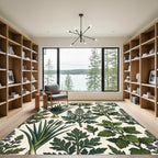 Green Foliage Botanical Floral Pattern Rug